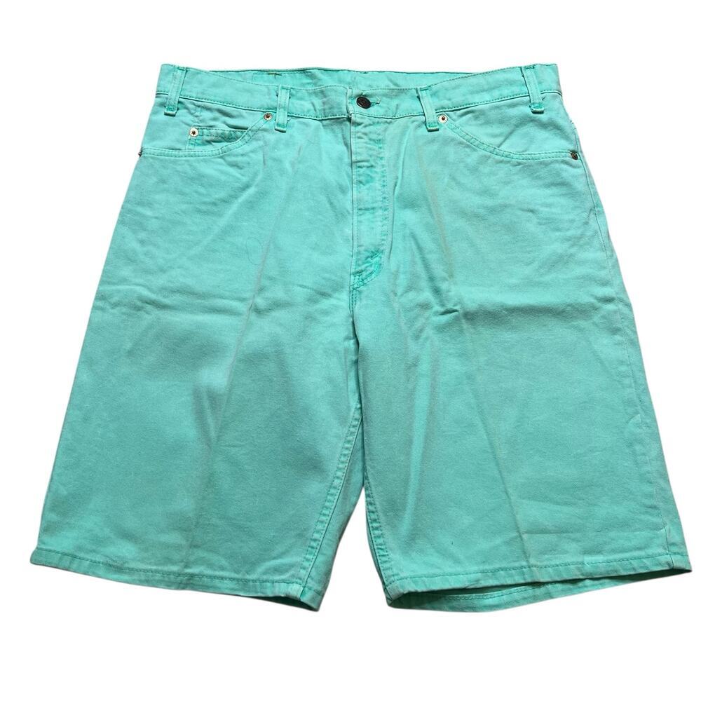 Vintage Levi's 550 Mint Green Denim Shorts Made in USA‎ Men's 38  Retro 80s